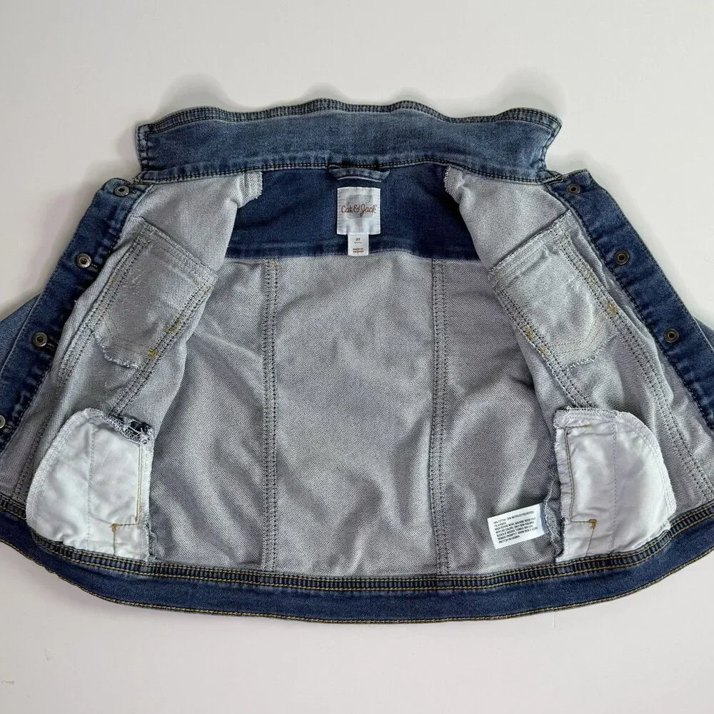 CAT & JACK Denim Jacket Girl's Toddler 5T Blue Jean Coat Outerwear Pockets Retro
